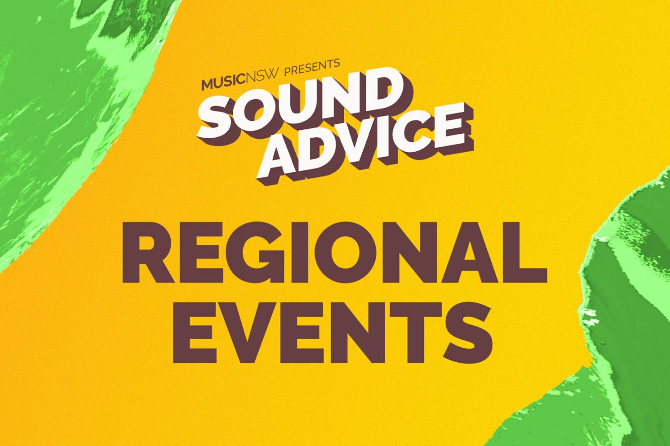 Yellow banner with Sound Advice logo, "Regional Events" text and green swirls